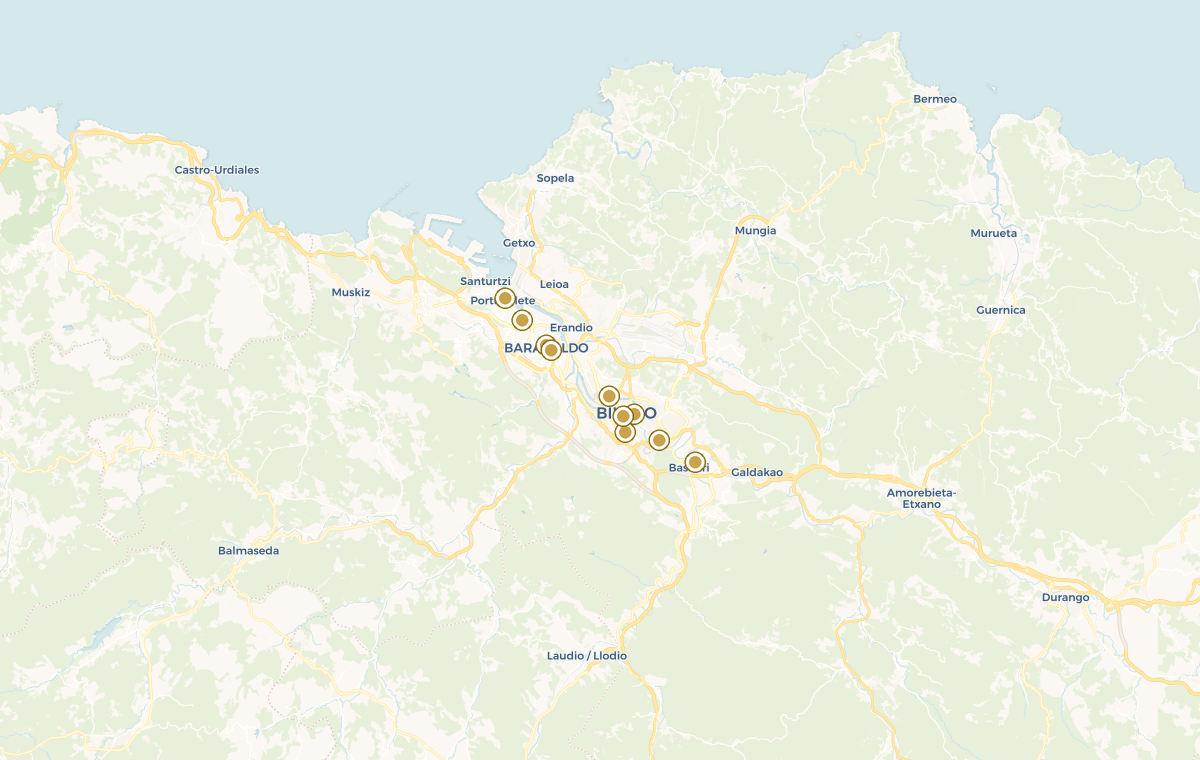 Mapa de nuestras tiendas en Bizkaia